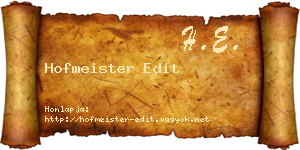 Hofmeister Edit névjegykártya